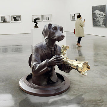 Watch Out for Paparazzi Dog (Bronze Sculpture, Large)