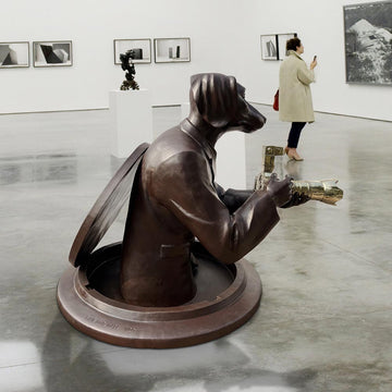 Watch Out for Paparazzi Dog (Bronze Sculpture, Large)