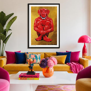 Lost Dog in Red and Gold (Print)