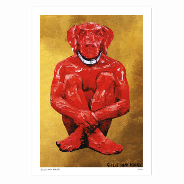 Lost Dog in Red and Gold (Print)