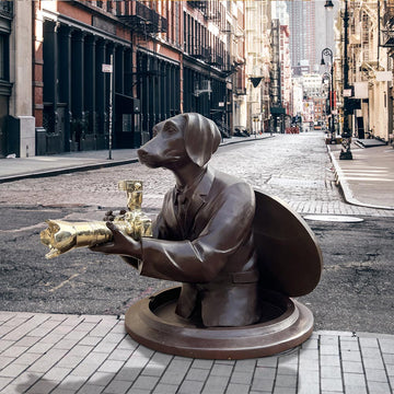 Watch Out for Paparazzi Dog (Bronze Sculpture, Large)