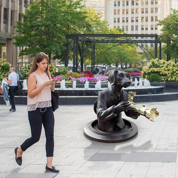 Watch Out for Paparazzi Dog (Bronze Sculpture, Large)