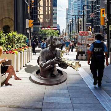 Watch Out for Paparazzi Dog (Bronze Sculpture, Large)
