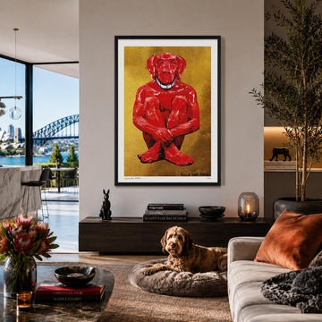 Lost Dog in Red and Gold (Print)