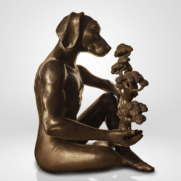 Dogman and the Bonsai (Bronze Sculpture)
