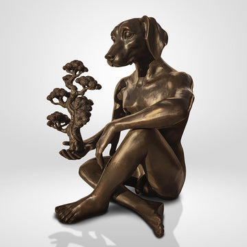 Dogman and the Bonsai (Bronze Sculpture)