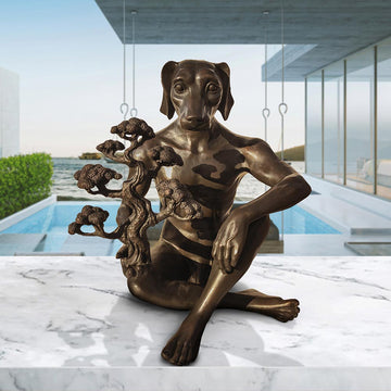 Dogman and the Bonsai (Bronze Sculpture)