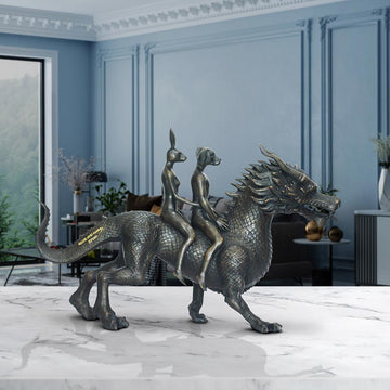 Dragon Riders on an Adventure (Bronze Sculpture, Small)