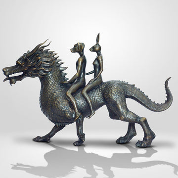 Dragon Riders on an Adventure (Bronze Sculpture, Small)