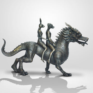 Dragon Riders on an Adventure (Bronze Sculpture, Small)