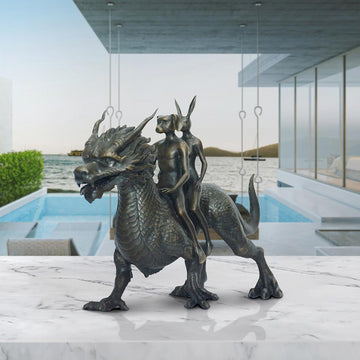 Dragon Riders on an Adventure (Bronze Sculpture, Small)