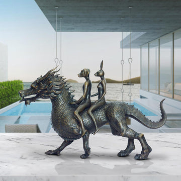 Dragon Riders on an Adventure (Bronze Sculpture, Small)