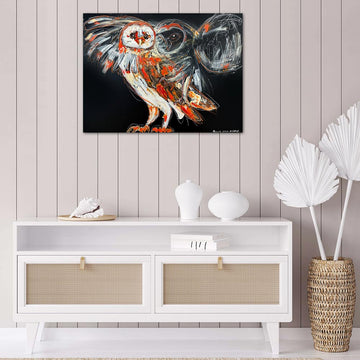 Echo, the ascending canary barn owl (Original Painting)