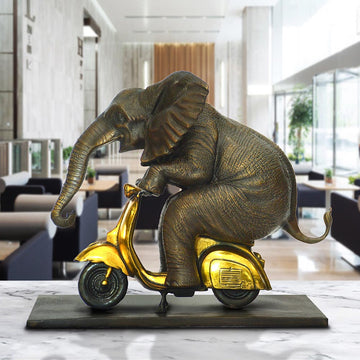 The African Elephant Races Against Time on the Vespa (Bronze Sculpture, Small)
