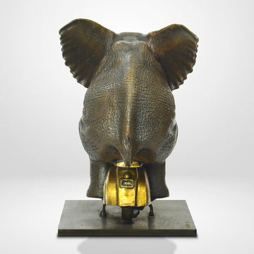 The African Elephant Races Against Time on the Vespa (Bronze Sculpture, Small)