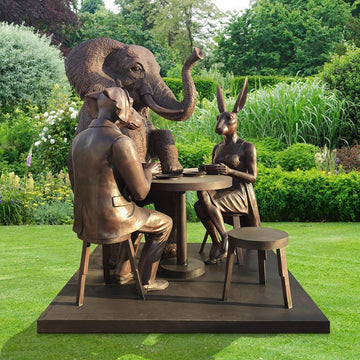 Rabbitwoman, Dogman and Elephant at the Table of Love (Bronze Sculpture)