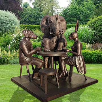 Rabbitwoman, Dogman and Elephant at the Table of Love (Bronze Sculpture)