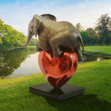 Elephant with a big heart (Bronze Sculpture)
