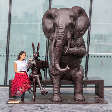 The African Elephant Never Forgot What He Learned and Neither Did Rabbitwoman (Bronze Sculpture)