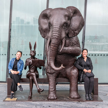 The African Elephant Never Forgot What He Learned and Neither Did Rabbitwoman (Bronze Sculpture)