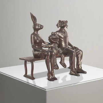 Elmo Loves Rabbitwoman and Dogman Big Time (Bronze Sculpture)