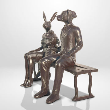 Elmo Loves Rabbitwoman and Dogman Big Time (Bronze Sculpture)