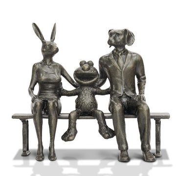 Elmo Loves Rabbitwoman and Dogman (Bronze Sculpture, Small)