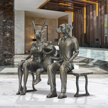 Elmo Loves Rabbitwoman and Dogman (Bronze Sculpture, Small)
