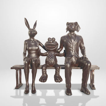 Elmo Loves Rabbitwoman and Dogman Big Time (Bronze Sculpture)
