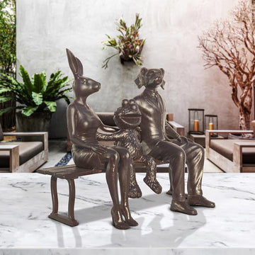 Elmo Loves Rabbitwoman and Dogman Big Time (Bronze Sculpture)