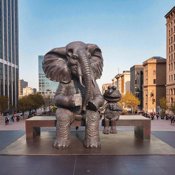 Elmo Loves Elephant (Bronze Sculpture)