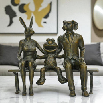 Elmo Loves Rabbitwoman and Dogman (Bronze Sculpture, Small)