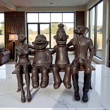 Ernie and Bert Love Rabbitwoman and Dogman Big Time (Bronze Sculpture)