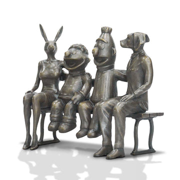 Ernie and Bert Love Rabbitwoman and Dogman (Bronze Sculpture, Small)