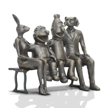 Ernie and Bert Love Rabbitwoman and Dogman (Bronze Sculpture, Small)