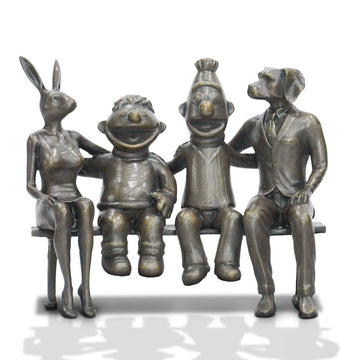 Ernie and Bert Love Rabbitwoman and Dogman (Bronze Sculpture, Small)