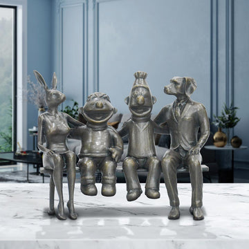 Ernie and Bert Love Rabbitwoman and Dogman (Bronze Sculpture, Small)