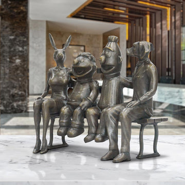 Ernie and Bert Love Rabbitwoman and Dogman (Bronze Sculpture, Small)