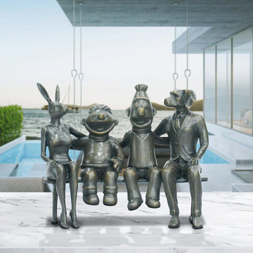Ernie and Bert Love Rabbitwoman and Dogman (Bronze Sculpture, Small)