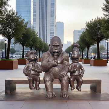 Ernie and Bert Love Gorilla (Bronze Sculpture)