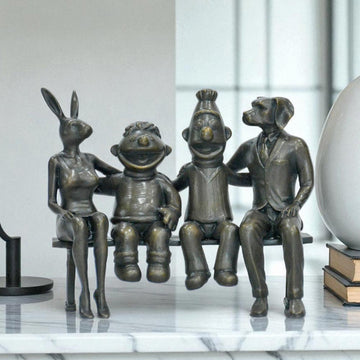 Ernie and Bert Love Rabbitwoman and Dogman (Bronze Sculpture, Small)