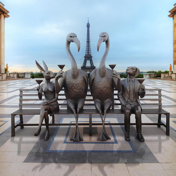 The Flamingo Bench of Friendship (Bronze Sculpture)