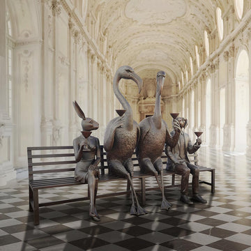 The Flamingo Bench of Friendship (Bronze Sculpture)