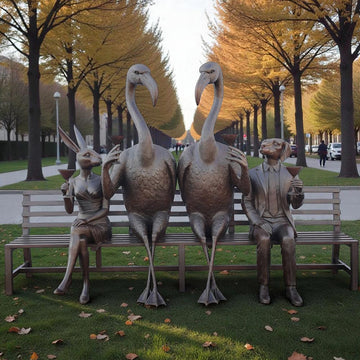 The Flamingo Bench of Friendship (Bronze Sculpture)