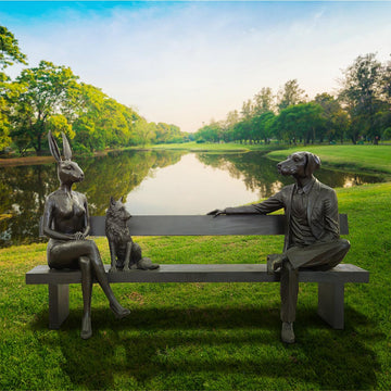 The Sierra Red Fox Bench of Friendship (Bronze Sculpture)