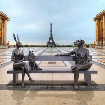 The Sierra Red Fox Bench of Friendship (Bronze Sculpture)