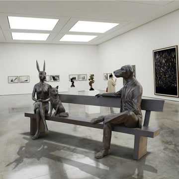 The Sierra Red Fox Bench of Friendship (Bronze Sculpture)