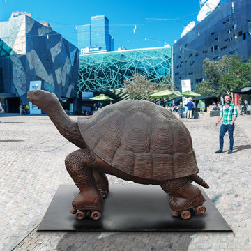 The Galapagos Tortoise Races on Roller Skates (Bronze Sculpture)