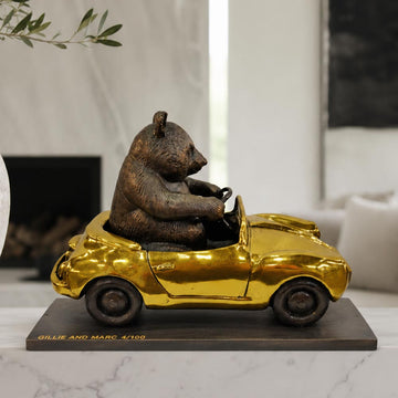 The Giant Panda Races Against Time in the Convertible (Bronze Sculpture, Small)
