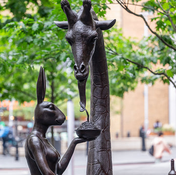 The Masai Giraffe Would Stick His Neck Out with Rabbitwoman's Help (Bronze Sculpture)